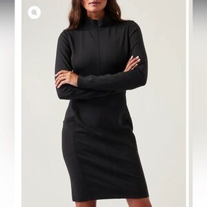 NWT Athleta Delancey Dress in Black, Size Large - Curve Hugging Stretch Fit